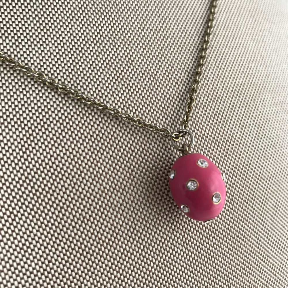 JCrew pink enamel egg necklace